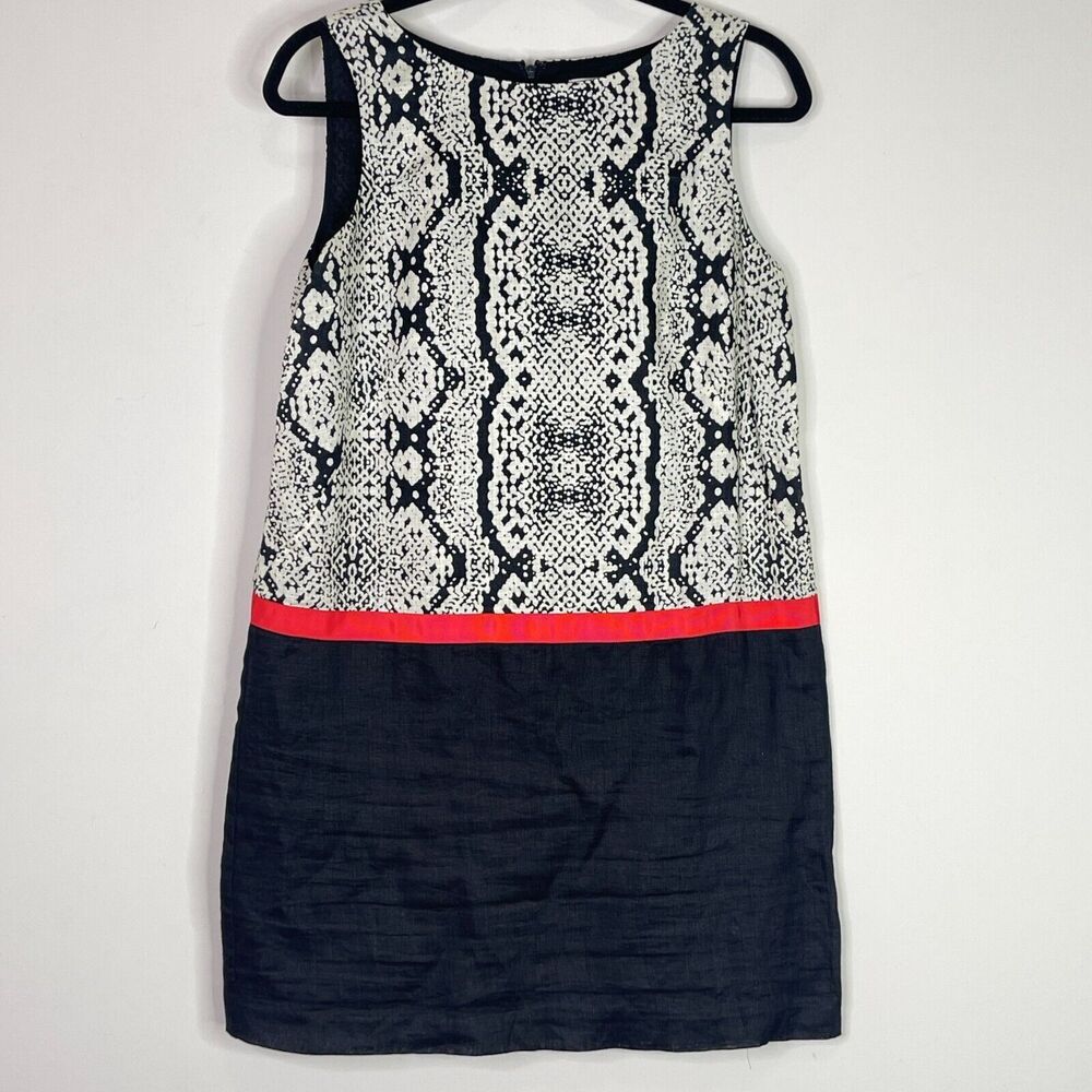 LOFT Black & White Snake Print Mini Dress with Red Trim